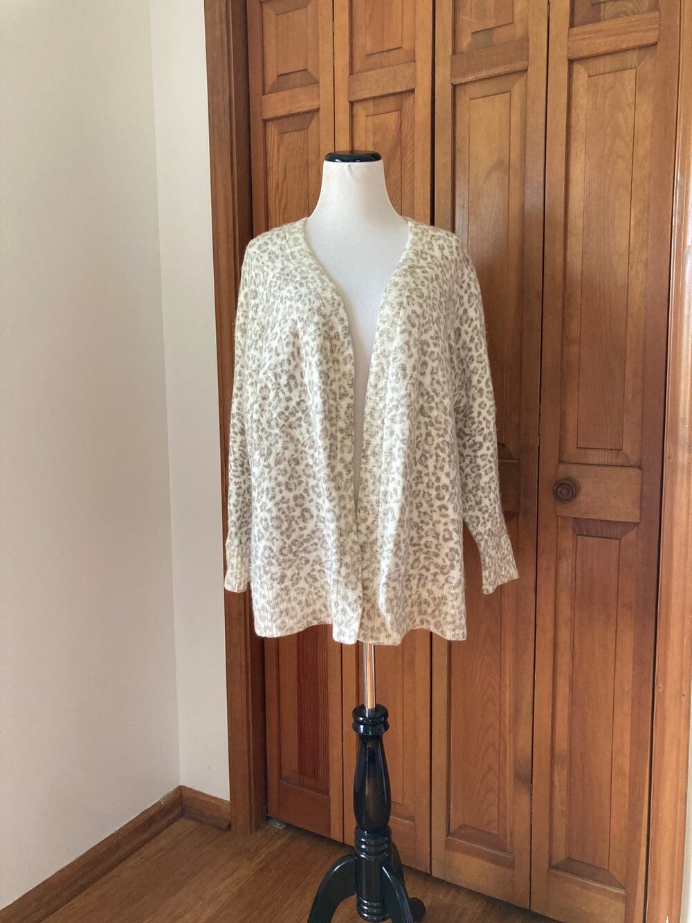 CJ Banks Animal Print Fuzzy Cardigan, Size 1X